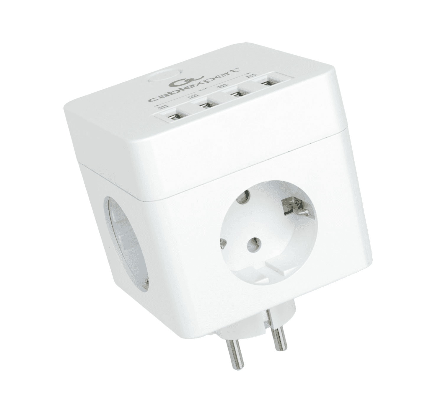 Сетевой фильтр Cablexpert Cube CUBE-4-U4-W, 4 р, 16А, 4хUSB, ур.защиты 2+, коробка белый
