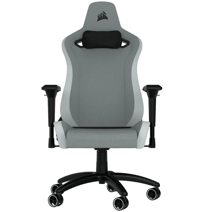 CORSAIR TC200 Soft Fabric Gaming Chair, Standard Fit - Light Grey/White