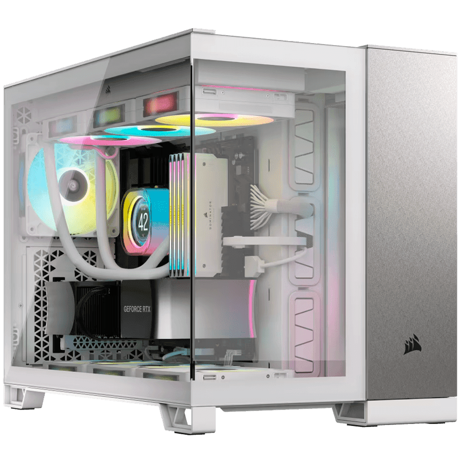 CORSAIR 2500X Micro ATX Dual Chamber PC Case - White/Satin Gray Aluminum