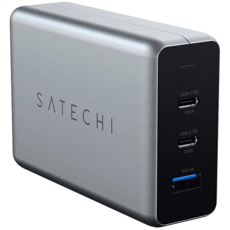 SATECHI 100W USB-C PD Compact Charger- EU ( x2 Type-C / x1 Type-A) (space gray)