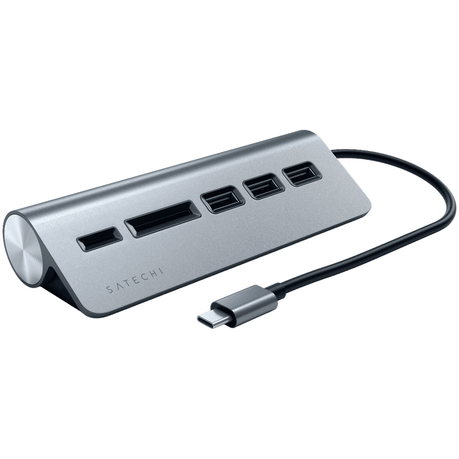 SATECHI Type-C Aluminum USB 3.0 Hub & Card Reader Space Gray