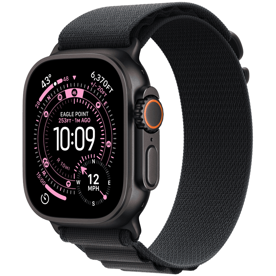 Apple Watch Ultra 3 GPS + Cellular 49mm Black Titanium Case with Black Alpine Loop - Medium,Model A3281