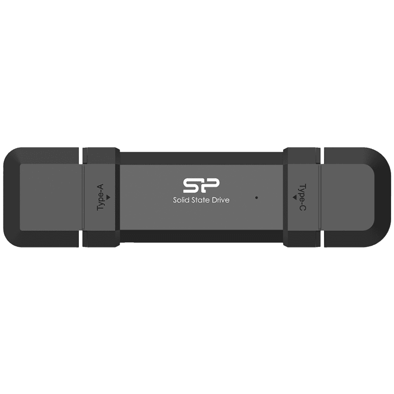 Silicon Power 500GB DS72 Dual USB-C/USB 3.2 Gen 2, Portable External SSD, Steam Deck and iPhone 15 Pro, R/W: up to 1050MB/s; 850MB/s, Black