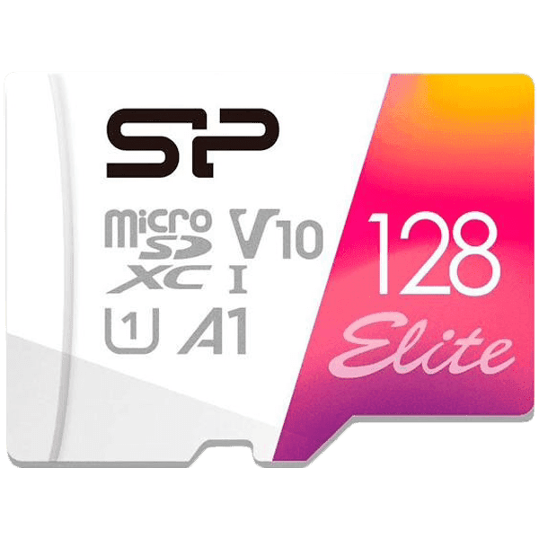SILICON POWER Elite Colorful  128GB microSD,  V10, U1, A1  Read speeds up to 100 MB/s  with adapter