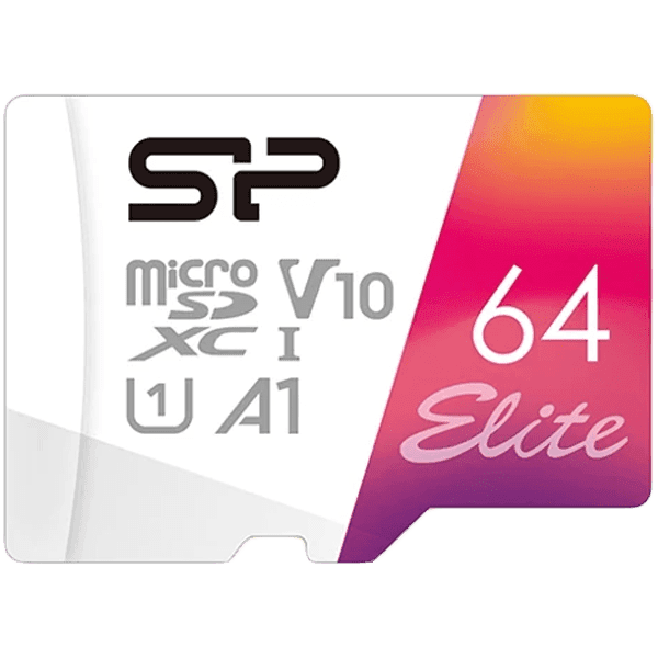 SILICON POWER Elite Colorful  64GB microSD,  V10, U1, A1  Read speeds up to 100 MB/s  with adapter