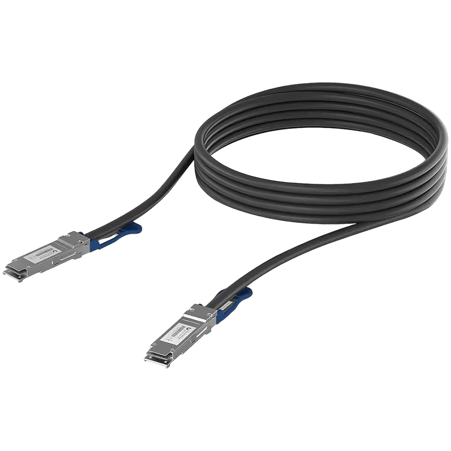 Ubiquiti UACC-DAC-QSFP28-1M QSFP28 direct attach cable with a 100 Gbps max data rate, compatible with QSFP28 and QSFP+ interfaces