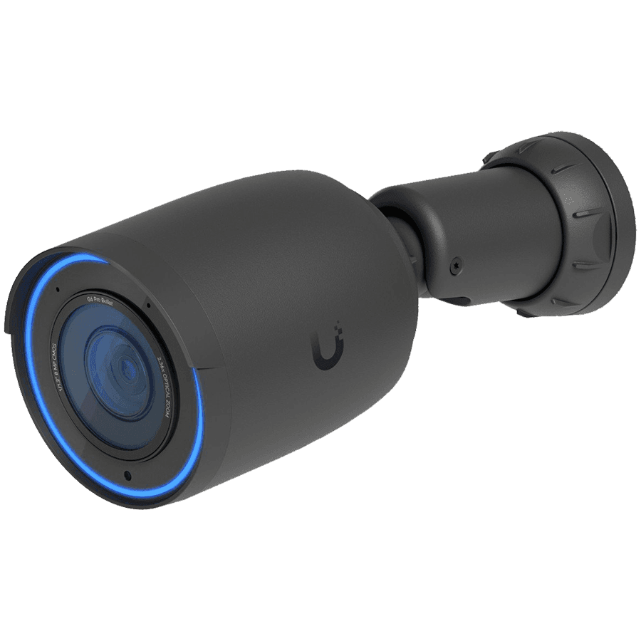 UBIQUITI UVC-G6-Pro-Bullet-B All-weather 4K PoE+ camera with a Multi-TOPS AI engine, 2.36x optical zoom, and a large 1/1.2" CMOS sensor for exceptional low-light clarity and long-range IR night vision