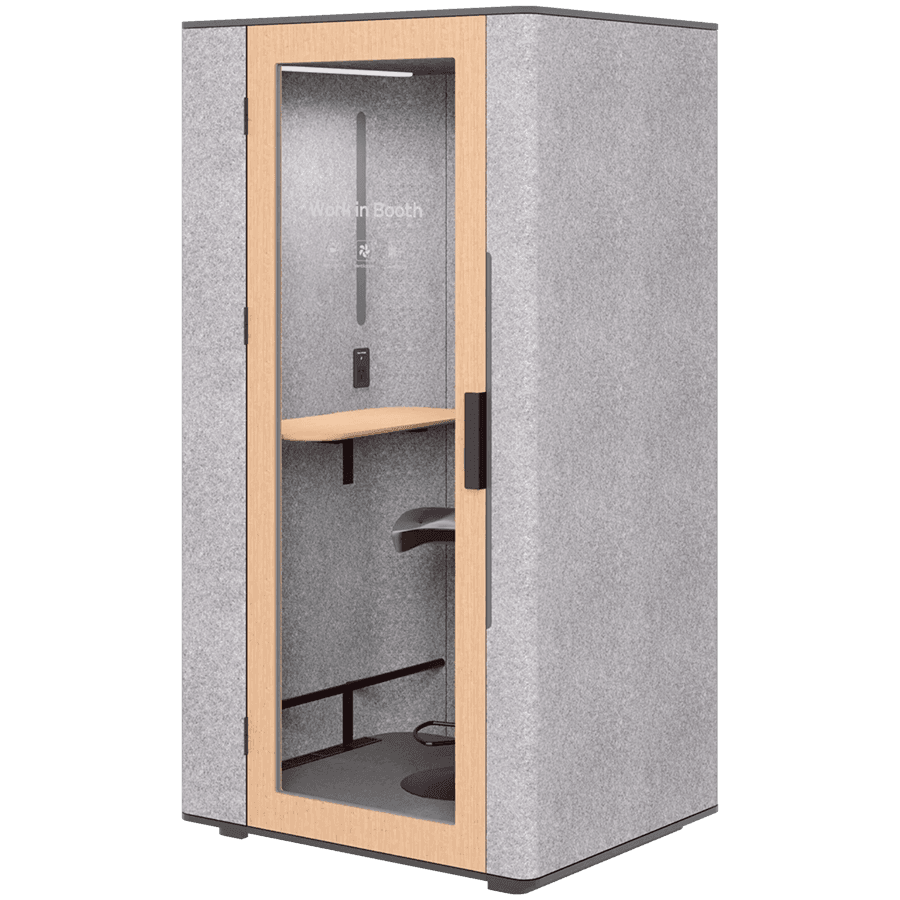 WorkBooth One Premium light grey felt, natural oak