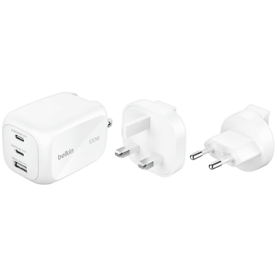 BELKIN 100w 2C1A Wall Charger with interchangable plug tips UK, EU, US