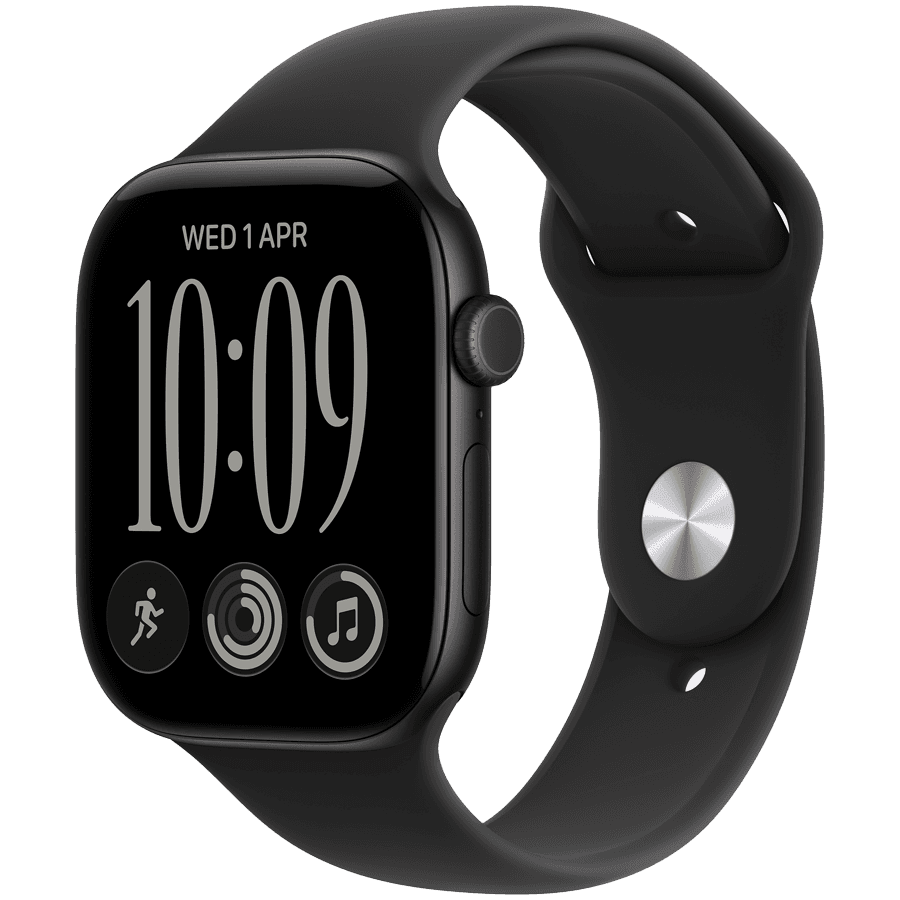 Apple Watch Series 12 GPS 42mm Black Aluminium Case with Black Sport Band - S/M,Model A3581 — фото 1