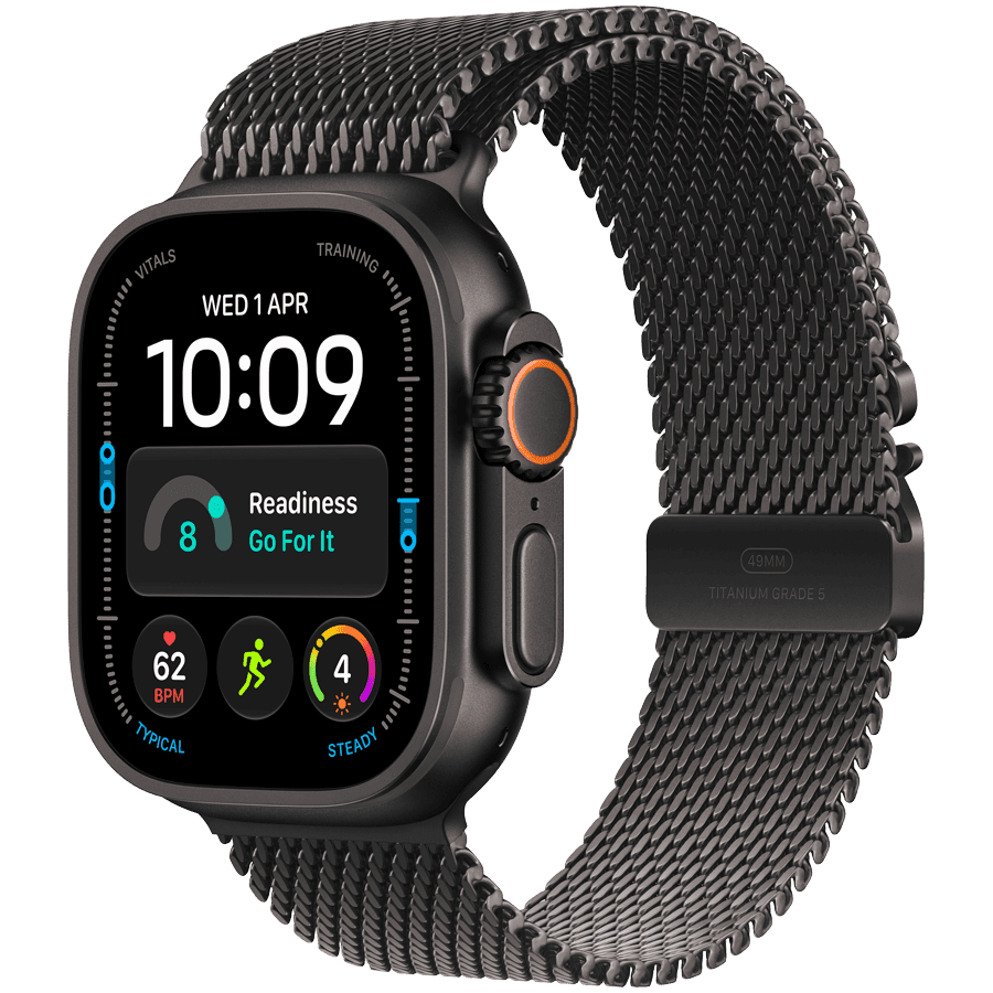Apple Watch Ultra 4 GPS + Cellular 49mm Black Titanium Case with Black Titanium Milanese Loop - M,Model A3579