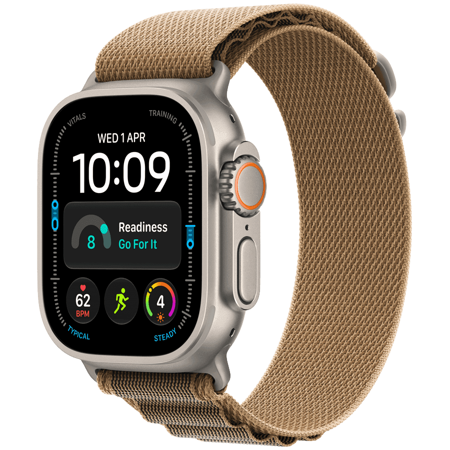 Apple Watch Ultra 4 GPS + Cellular 49mm Natural Titanium Case with Desert Alpine Loop - M,Model A3579