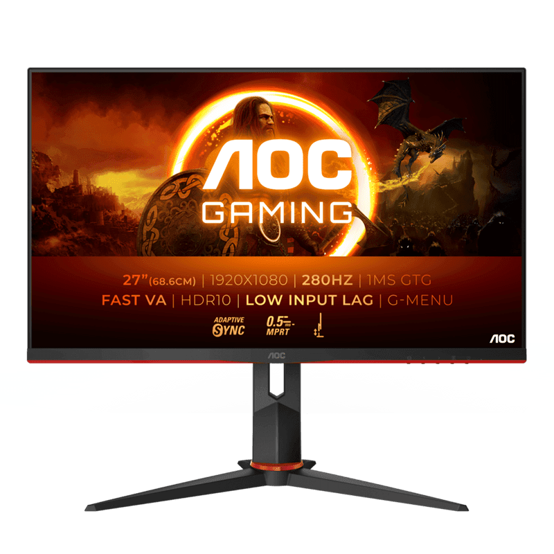 Монитор Игровой 27" AOC 27G2ZN3/BK/01 Fast VA 1920x1080 280Hz 0.5ms 300cd/m 4000:1 2xHDMI 1xDP Black