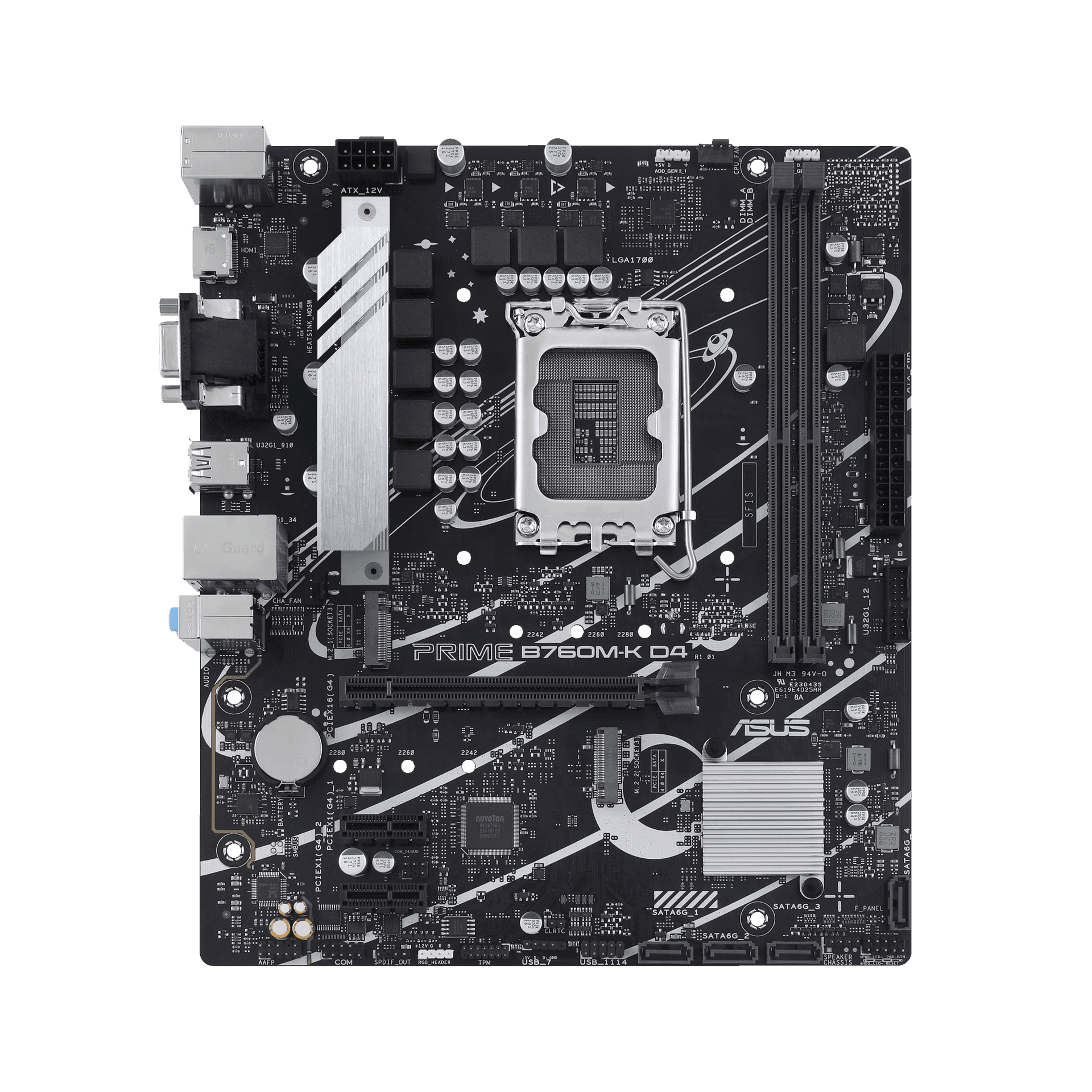 Материнская плата ASUS PRIME B760M-K D4, LGA1700 2xDDR4 4xSATA3 2xM.2 RAID VGA HDMI mATX