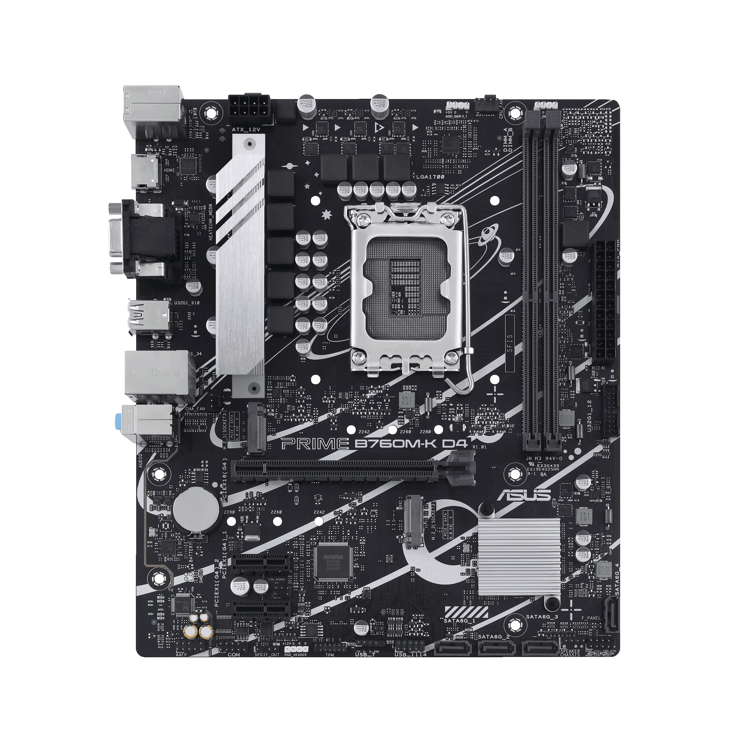 Материнская плата ASUS PRIME B760M-K D4, LGA1700 2xDDR4 4xSATA3 2xM.2 RAID VGA HDMI mATX