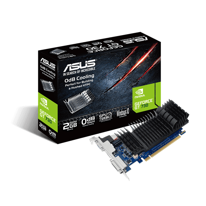 Видеокарта ASUS GeForce  GT730 2Gb 64bit GDDR5 902/1605 DVI HDMI HDCP PCI-E GT730-SL-2GD5-BRK