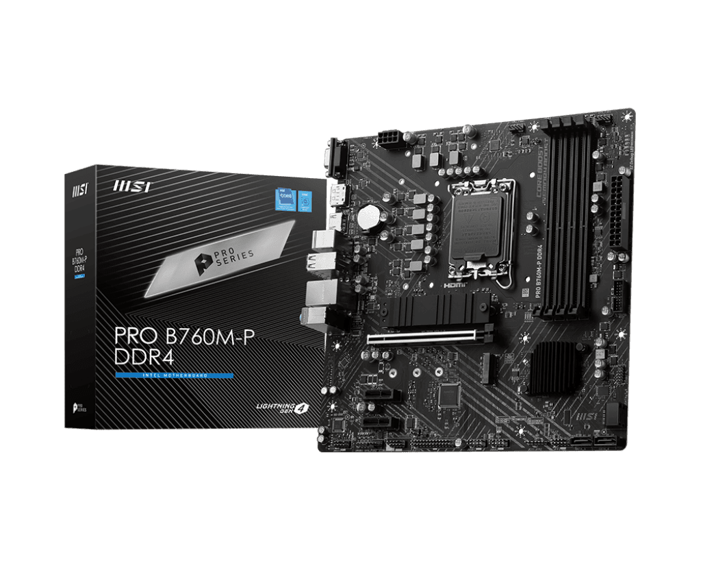 Материнская плата MSI PRO B760M-P DDR4 LGA1700 4xDDR4 4xSATA3 RAID 2xM.2 VGA HDMI DP mATX