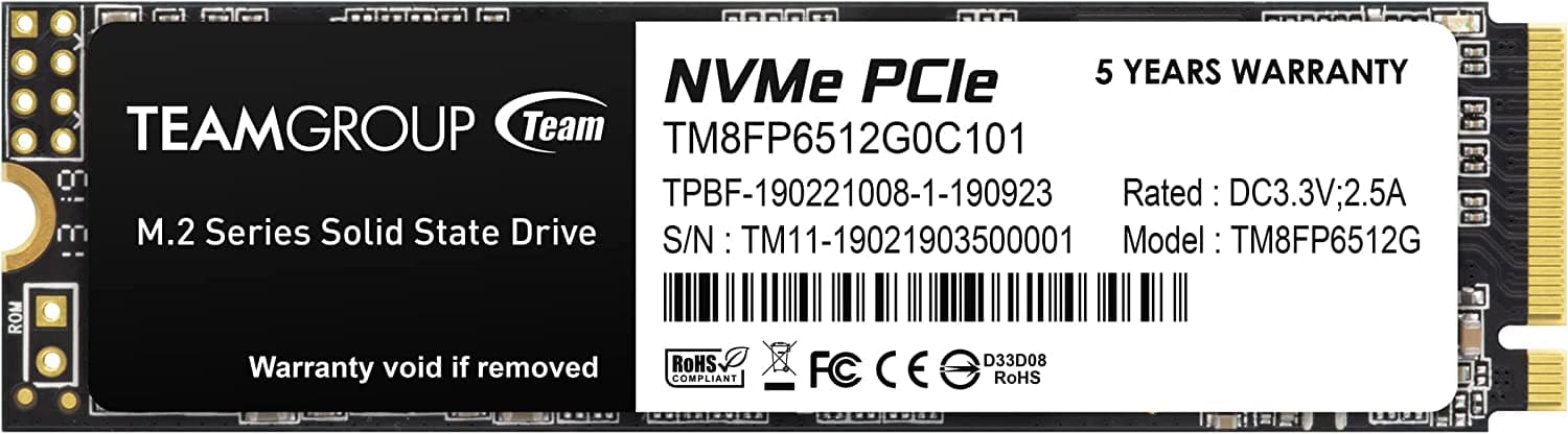 Твердотельный накопитель  512GB SSD TeamGroup MP33 M.2 NVMe R1700Mb/s W1400MB/s TM8FP6512G0C101