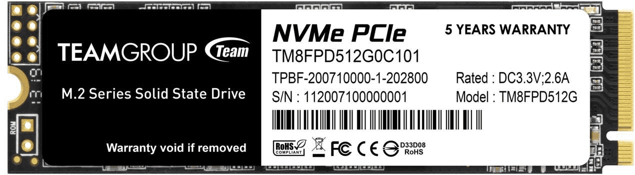 Твердотельный накопитель  512GB SSD TeamGroup MP33 PRO M.2 NVMe R3500Mb/s W3000MB/s TM8FPD512G0C101