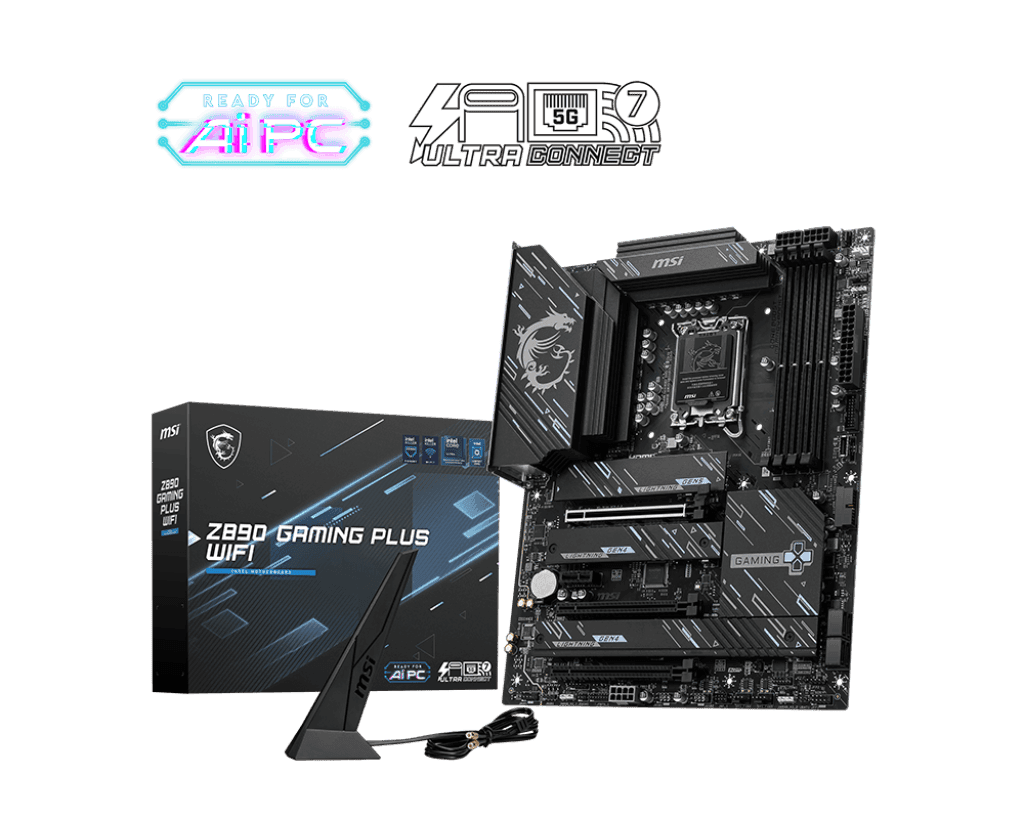 Материнская плата MSI Z890 GAMING PLUS WIFI LGA1851 4xDDR5 6xSATA3 RAID 4M.2 HDMI DP ATX