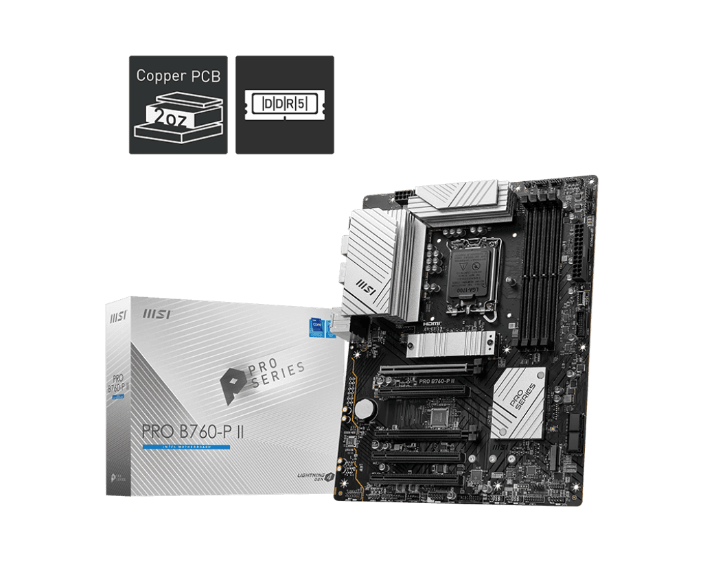 Материнская плата MSI PRO B760-P II LGA1700 4xDDR5 4xSATA3 RAID 2xM.2 HDMI DP ATX