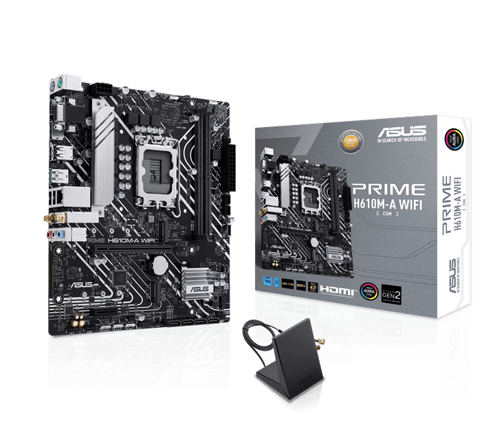 Материнская плата ASUS PRIME H610M-A WIFI, LGA1700 2xDDR5 4xSATA3 2xM.2 D-Sub HDMI DP mATX