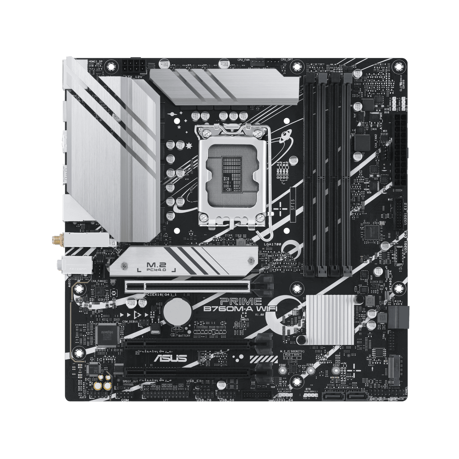 Материнская плата ASUS PRIME B760M-A WIFI, LGA1700 4xDDR5 4xSATA3 2xM.2 RAID 2xHDMI DP mATX