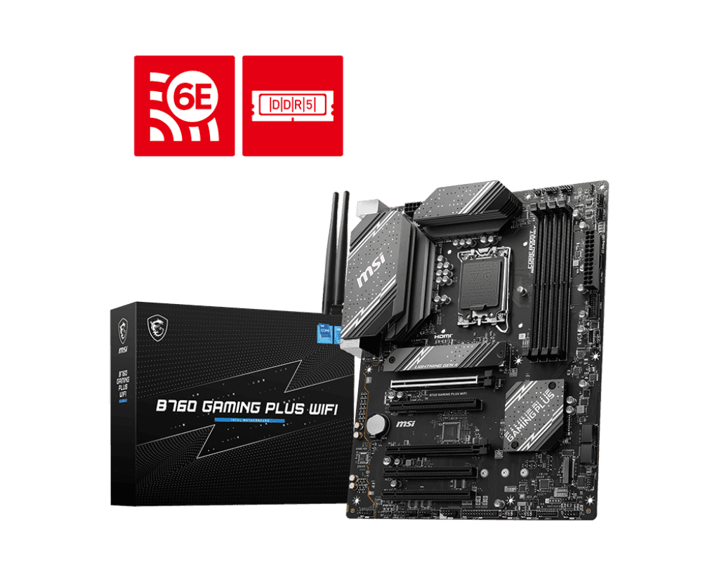 Материнская плата MSI B760 GAMING PLUS WIFI LGA1700 B760 4xDDR5 4xSATA3 RAID 2xM.2 HDMI DP ATX