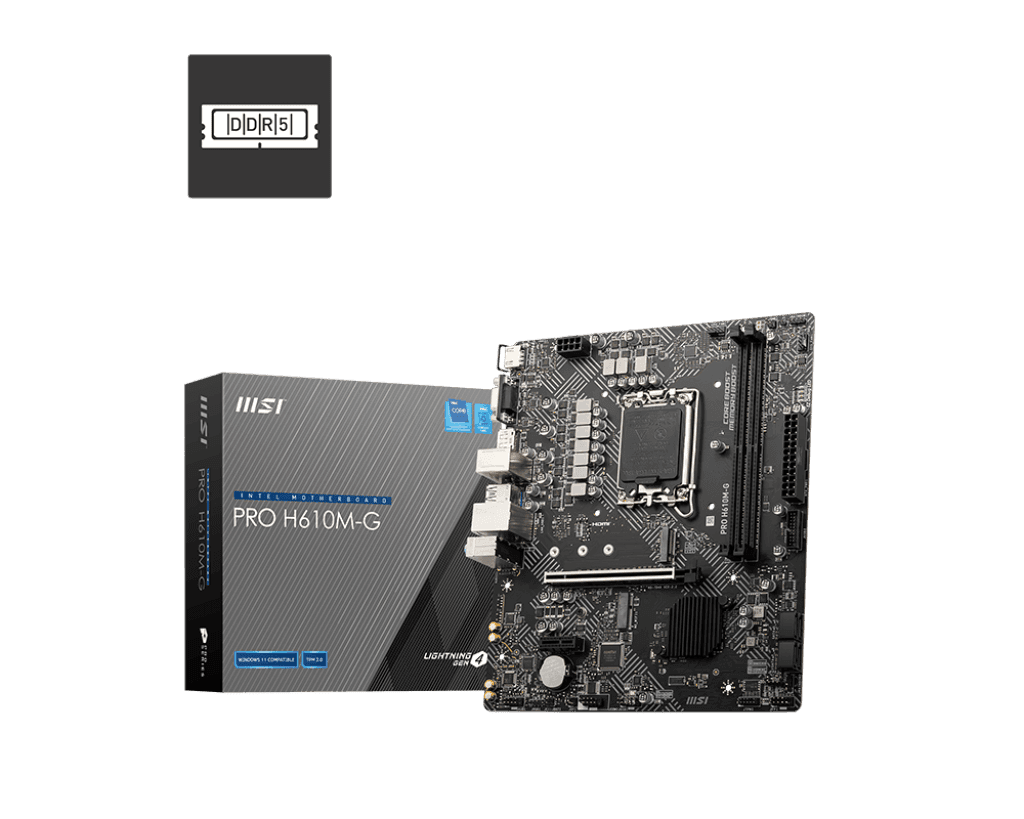 Материнская плата MSI PRO H610M-G LGA1700 H610 2xDDR5 4xSATA3 M.2 VGA HDMI DP mATX