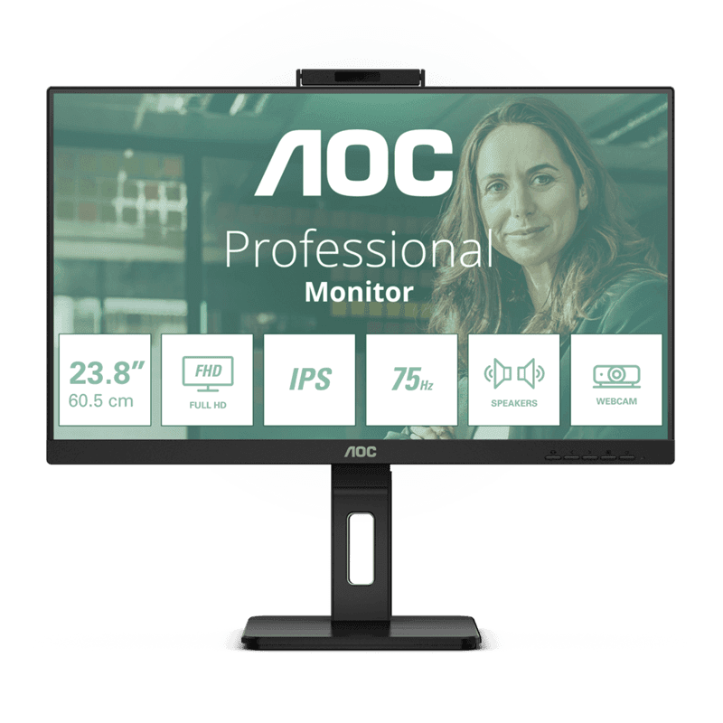 Монитор 23,8" AOC 24P3QW IPS 1920x1080 75Hz 4ms 300cd/m 1000:1 2xHDMI DP 4xUSB 3.2 2x5W WEB Камера