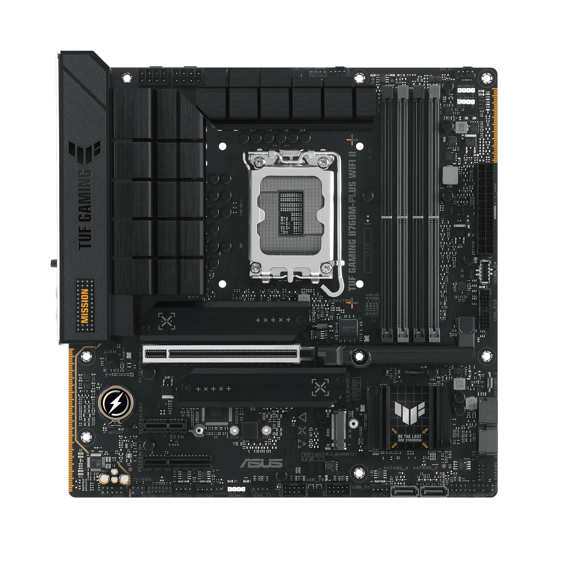 Материнская плата ASUS TUF GAMING B760M-PLUS WIFI II, LGA1700 4xDDR5 4xSATA3 3xM.2 RAID HDMI DP mATX