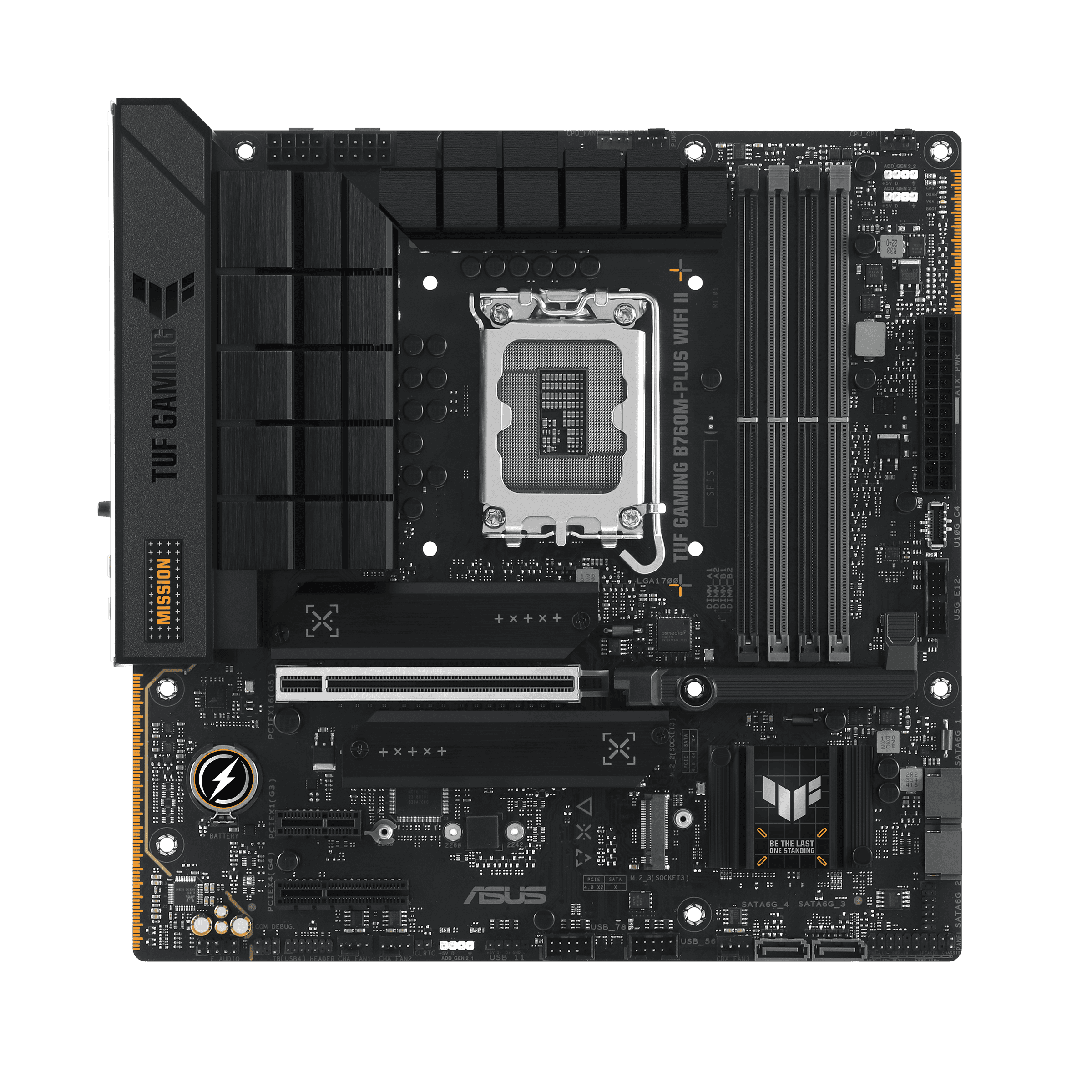 Материнская плата ASUS TUF GAMING B760M-PLUS WIFI II, LGA1700 4xDDR5 4xSATA3 3xM.2 RAID HDMI DP mATX