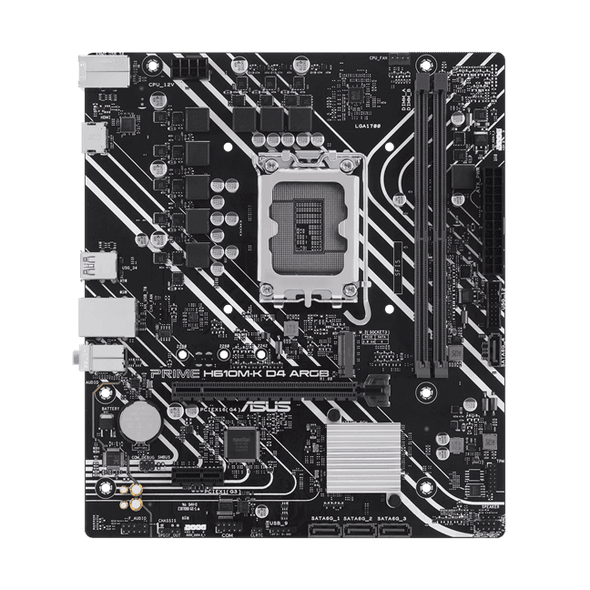 Материнская плата ASUS PRIME  H610M-K D4 ARGB, LGA1700 2xDDR4 4xSATA3 M.2 1xHDMI 2xARGB mATX