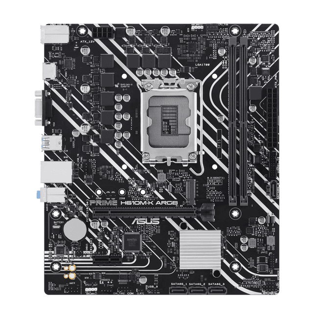 Материнская плата ASUS PRIME  H610M-K ARGB, LGA1700 2xDDR5 4xSATA3 M.2 VGA HDMI mATX