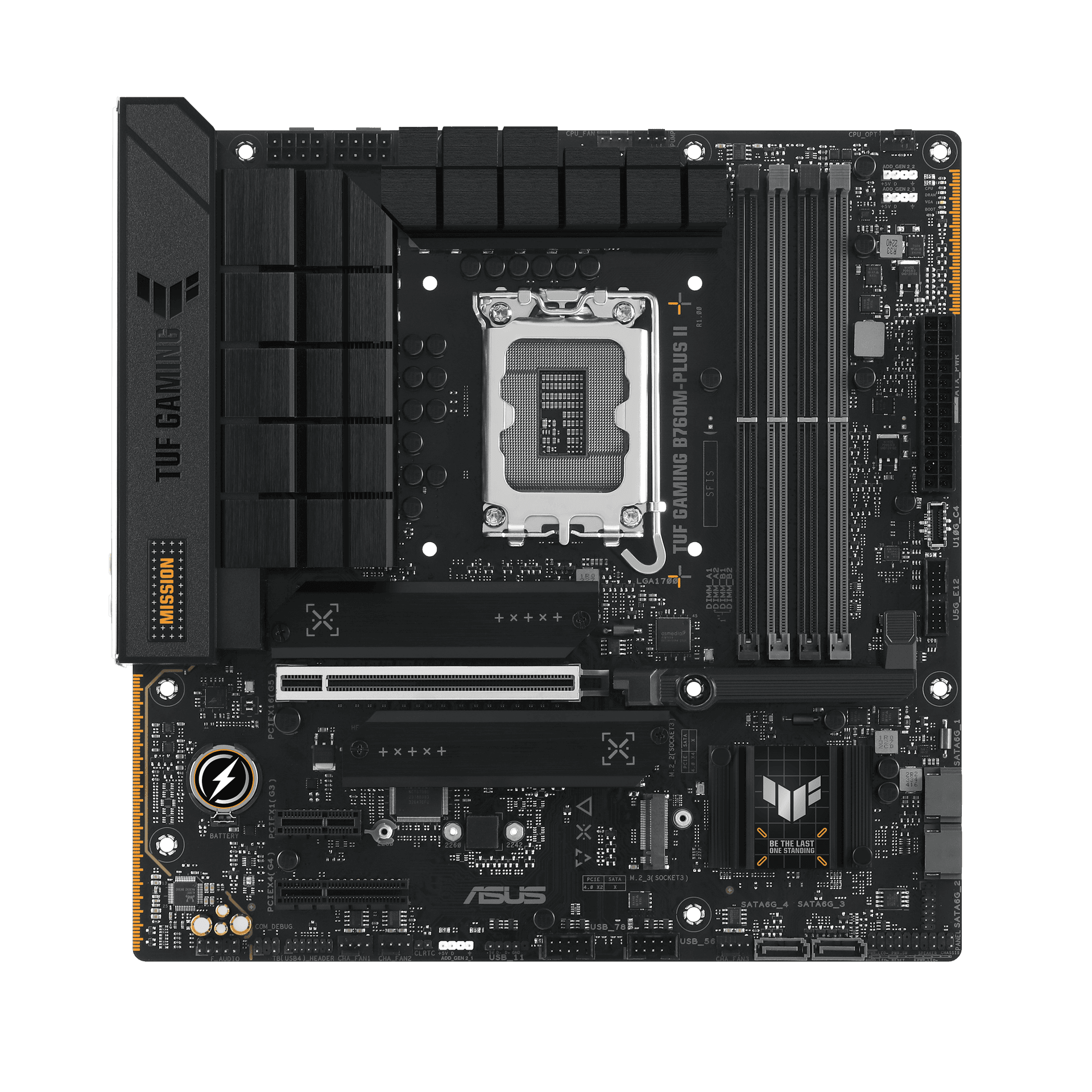 Материнская плата ASUS TUF GAMING B760M-PLUS II, LGA1700 4xDDR5 4xSATA3 3xM.2 RAID HDMI DP mATX