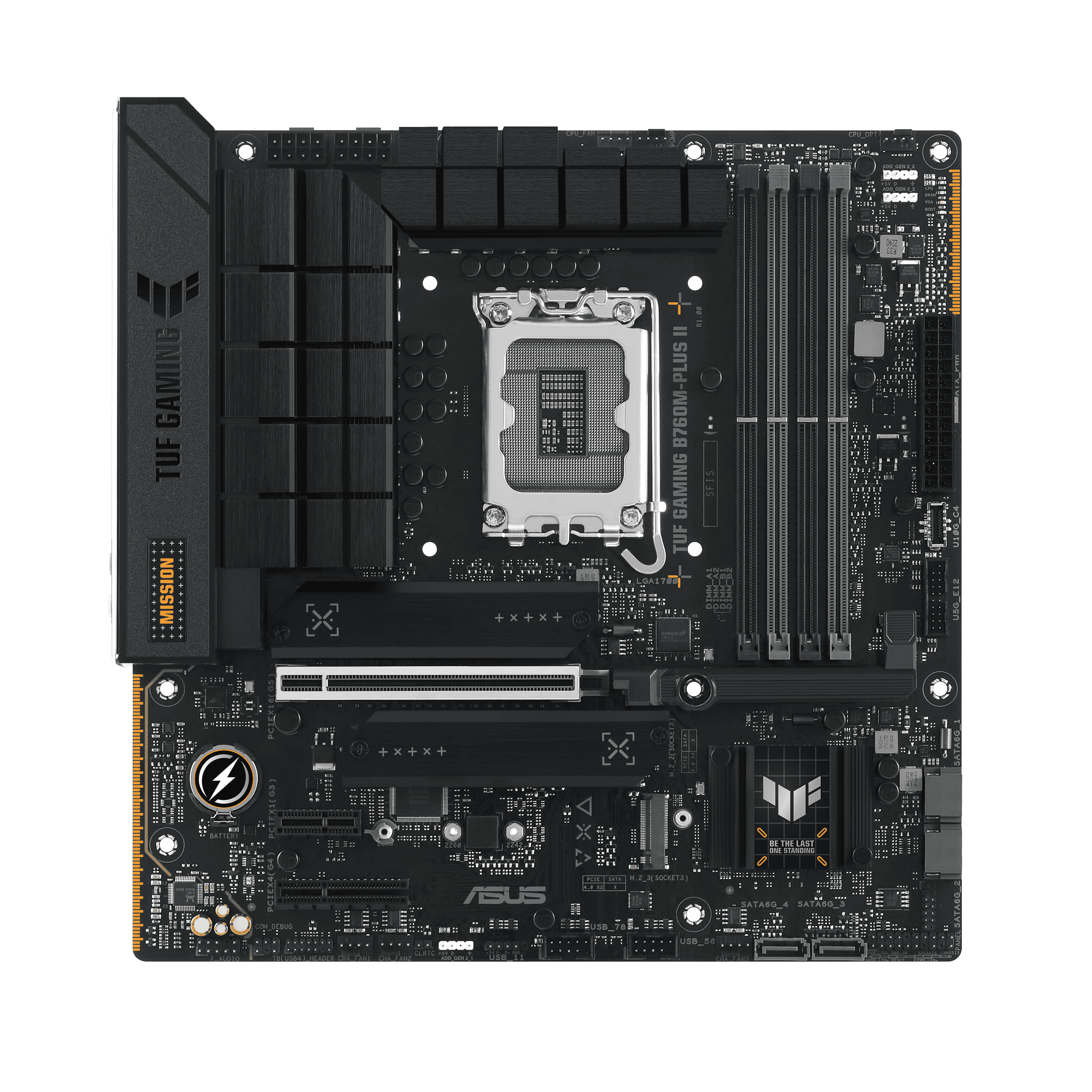 Материнская плата ASUS TUF GAMING B760M-PLUS II, LGA1700 4xDDR5 4xSATA3 3xM.2 RAID HDMI DP mATX