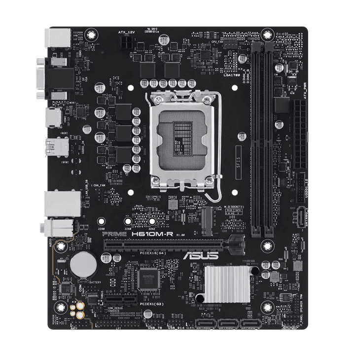 Материнская плата ASUS PRIME  H610M-R-SI, LGA1700 2xDDR5 4xSATA3 M.2 1xVGA 1xHDMI 1xDP mATX
