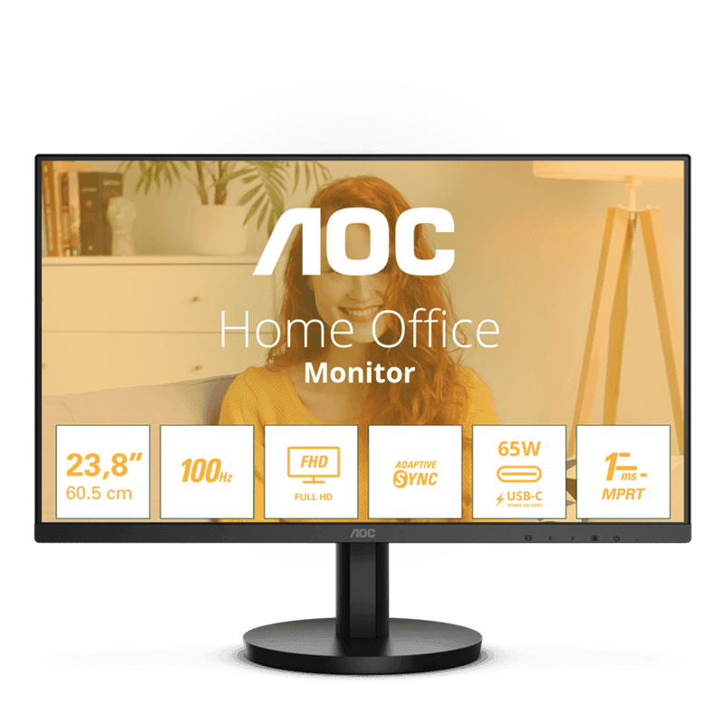 Монитор 23,8" AOC 24B3CA2/01 IPS 1920x1080 100Hz 1мс 250кд/м 1300:1 1xHDMI 1xUSB-C 2x2W Black