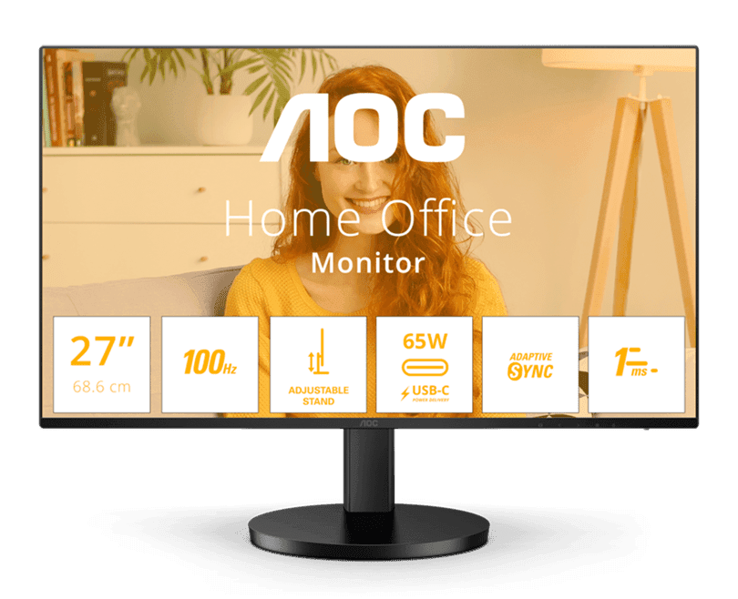 Монитор 27" AOC Q27B3CF2/01 IPS 2560x1440 100Hz 1мс 350кд/м 1300:1 1xHDMI 1x 2xUSB3.2 1xUSB-C 2x2W