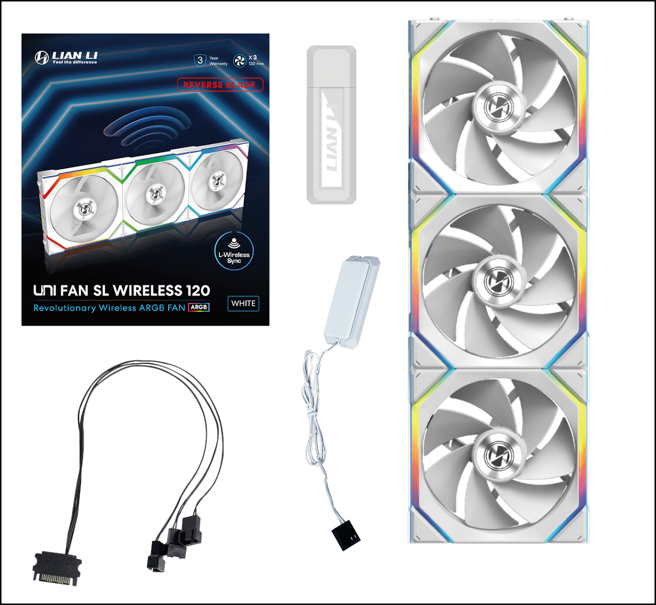 Вентилятор для корпуса Lian Li UNI FAN SL WIRELESS 120 3x120mm wit controller White G99.12RSL1W3W.00