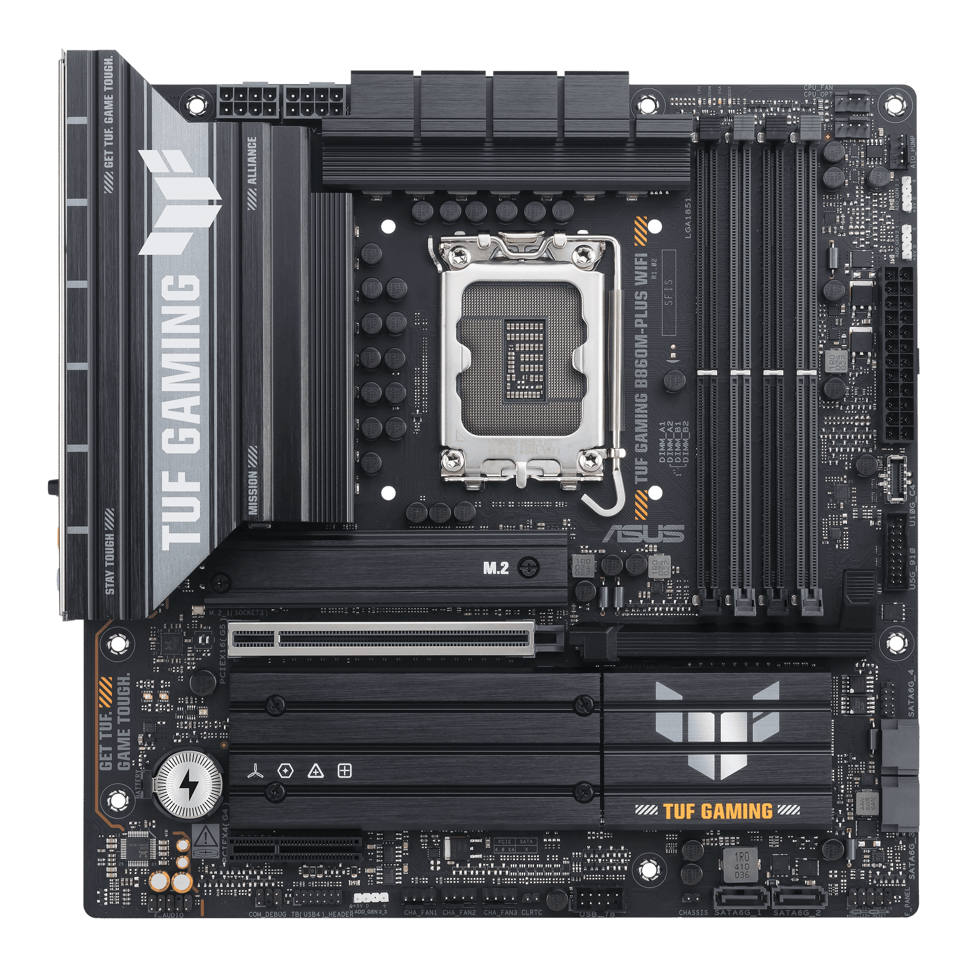 Материнская плата ASUS TUF GAMING B860M-PLUS WIFI, LGA1851 B860 4xDDR5 4xSATA 3xM.2 HDMI DP mATX