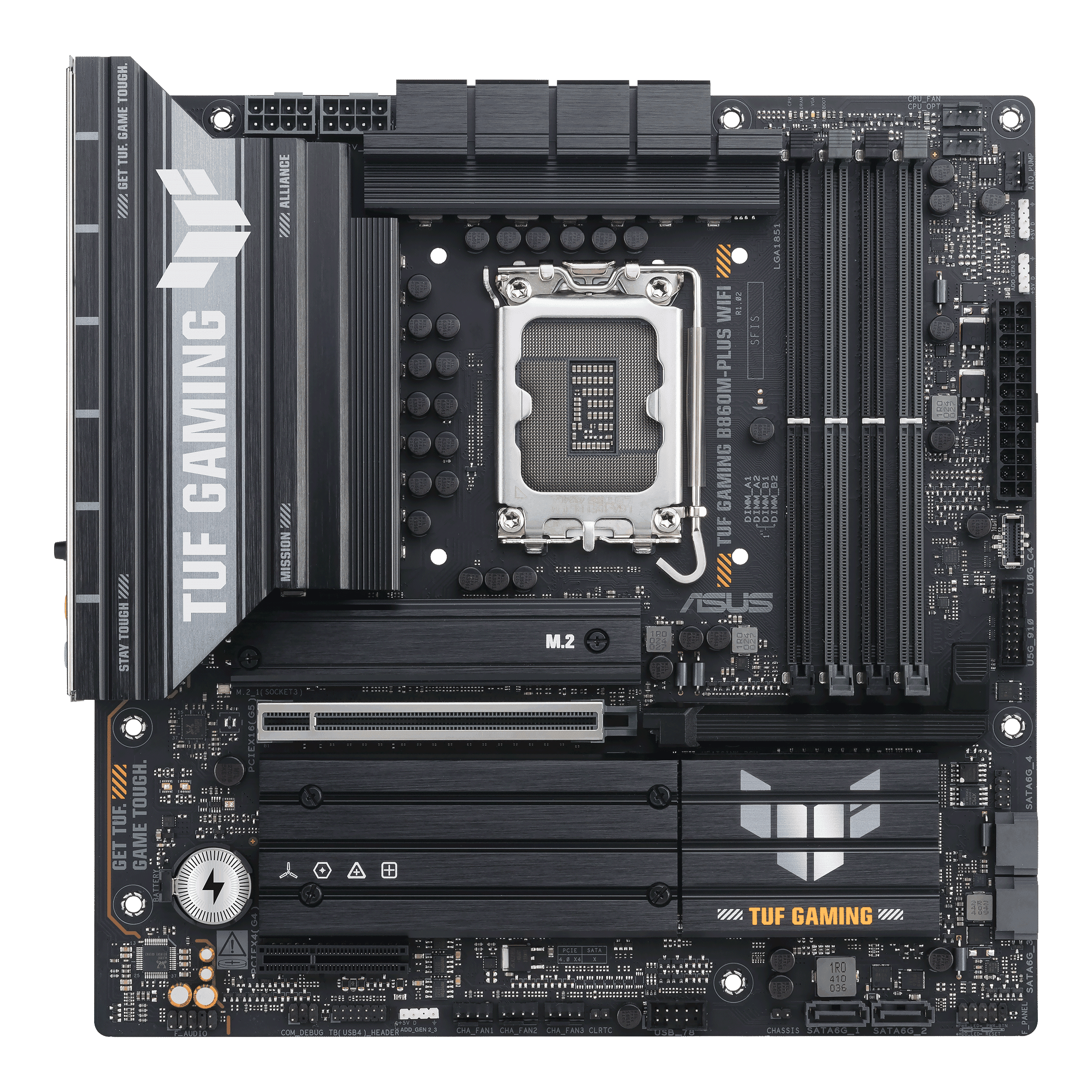 Материнская плата ASUS TUF GAMING B860M-PLUS WIFI, LGA1851 B860 4xDDR5 4xSATA 3xM.2 HDMI DP mATX