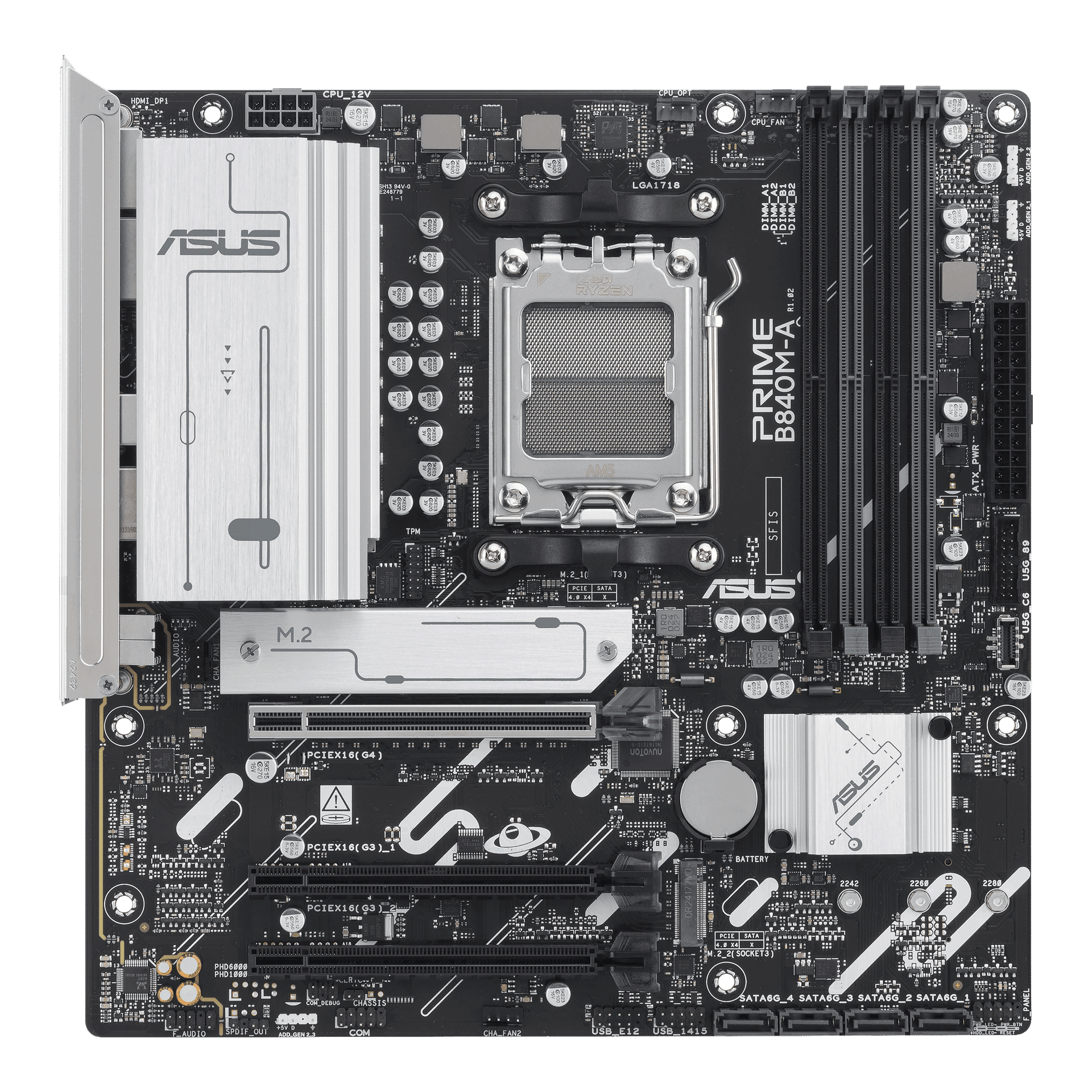 Материнская плата ASUS PRIME B840M-A-CSM AM5 4xDDR5 4xSATA 3xM.2 HDMI 2xDP mATX