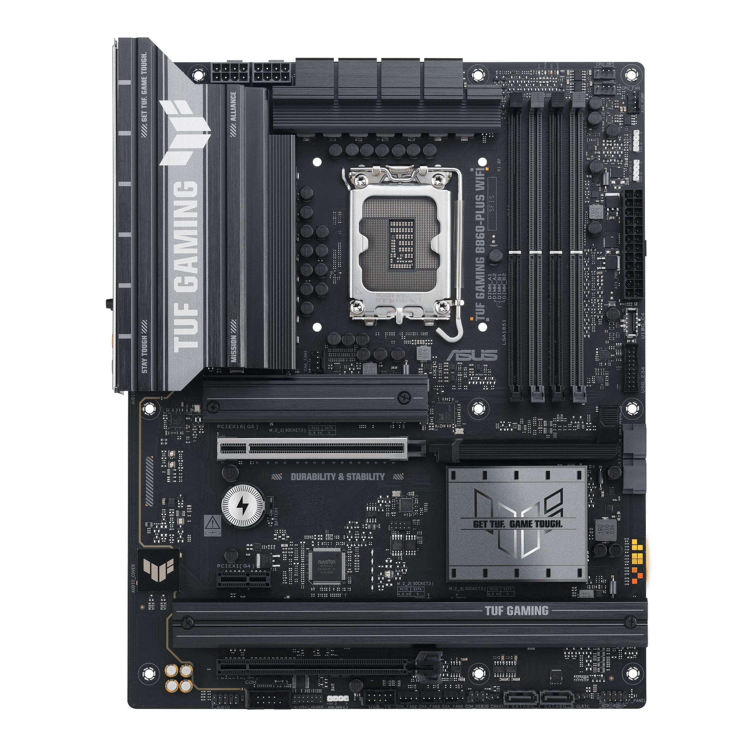 Материнская плата ASUS TUF GAMING B860-PLUS WIFI, LGA1851 B860 4xDDR5 4xSATA 3xM.2 HDMI DP ATX