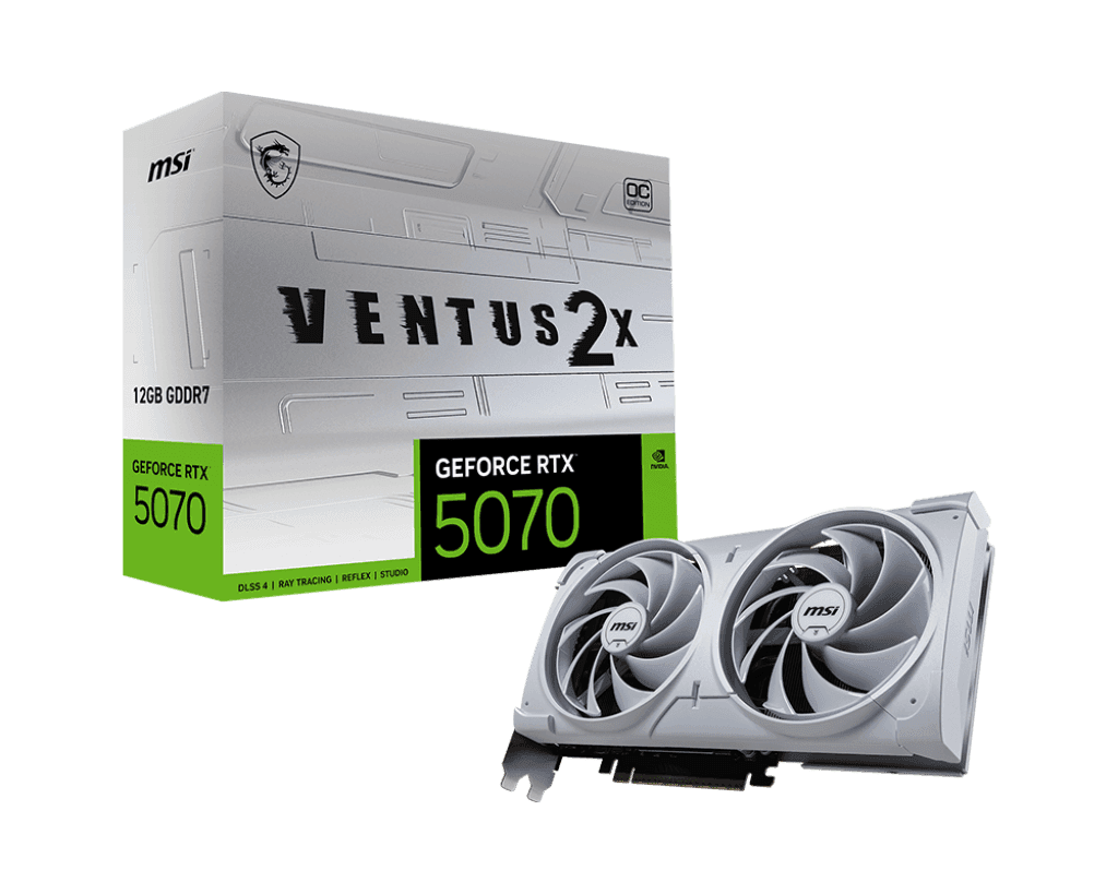 Видеокарта MSI GeForce RTX 5070 12G VENTUS 2X OC WHITE, 12Gb GDDR7 192-bit 1xHDMI 3xDP G5070-12V2CW