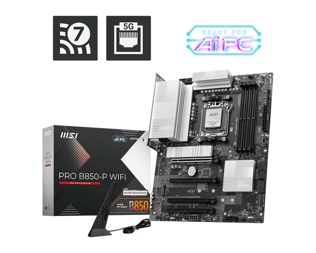 Материнская плата MSI PRO B850-P WIFI AM5 4xDDR5 4xSATA3 RAID 3xM.2 1xHDMI 2xType-C ATX