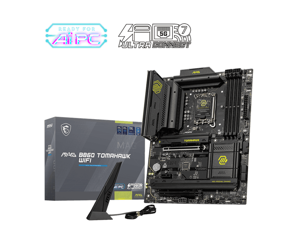 Материнская плата MSI MAG B860 TOMAHAWK WIFI LGA1851 4xDDR5 4xSATA3 RAID 3xM.2 HDMI DP 2xType-C ATX