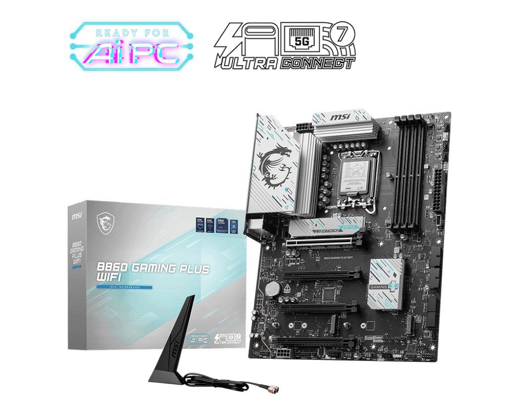 Материнская плата MSI B860 GAMING PLUS WIFI LGA1851 4xDDR5 4xSATA3 RAID 3xM.2 HDMI DP Type-C ATX