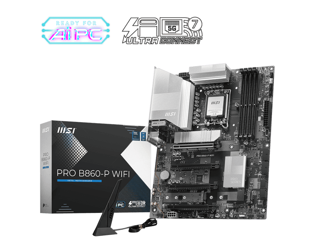 Материнская плата MSI PRO B860-P WIFI LGA1851 4xDDR5 4xSATA3 RAID 3xM.2 HDMI Type-C DP ATX