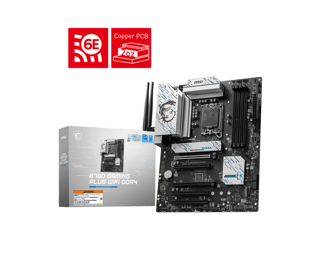 Материнская плата MSI B760 GAMING PLUS WIFI DDR4 LGA1700 B760 4xDDR4 4xSATA3 RAID 2xM.2 HDMI DP ATX